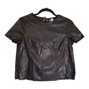 H&M Divided Vegan Leather Lace-Up Corset Back Top Black Size 6